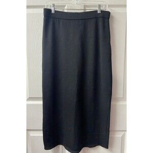 Vintage Toula Skirt Womens 12 Black Knit Maxi Black Slit Travel Wool Blend USA
